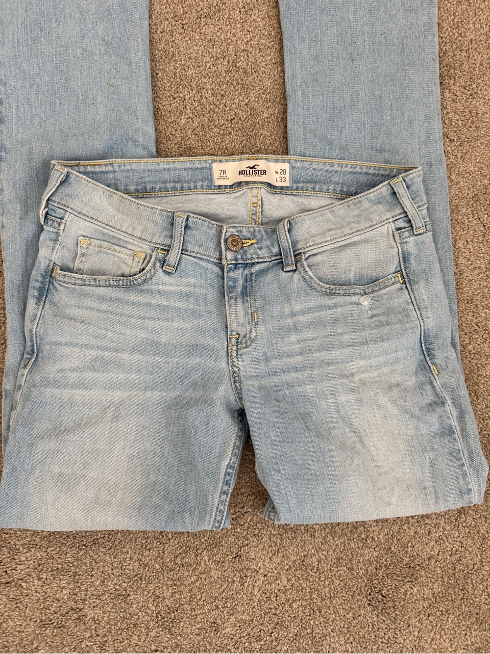 Hollister Women's Light Wash bootcut Jeans - Light Blue y2k low rise